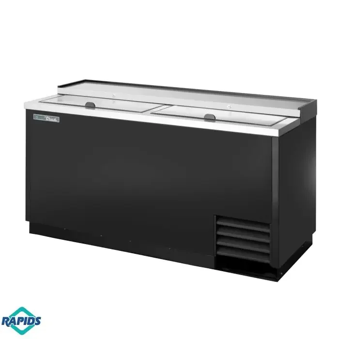 True TD-65-24 65” Bottle Cooler 2 Lid, Horizontal Black Vinyl