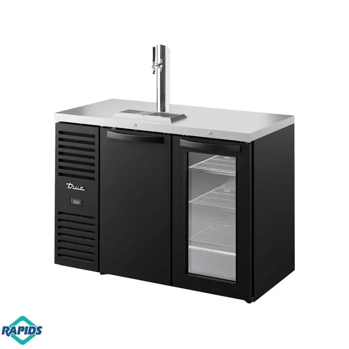 True TDR48-RISZ1-L-B-SG-1 Single Tap Kegerator 48″ Beer Dispenser Black Powder-Coated Steel