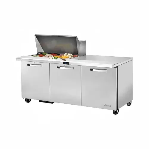 True TSSU-72-15M-B-HC~SPEC3 72″ Three Section Mega Top Sandwich Prep Table, 15 Pan, Refrigerant R290