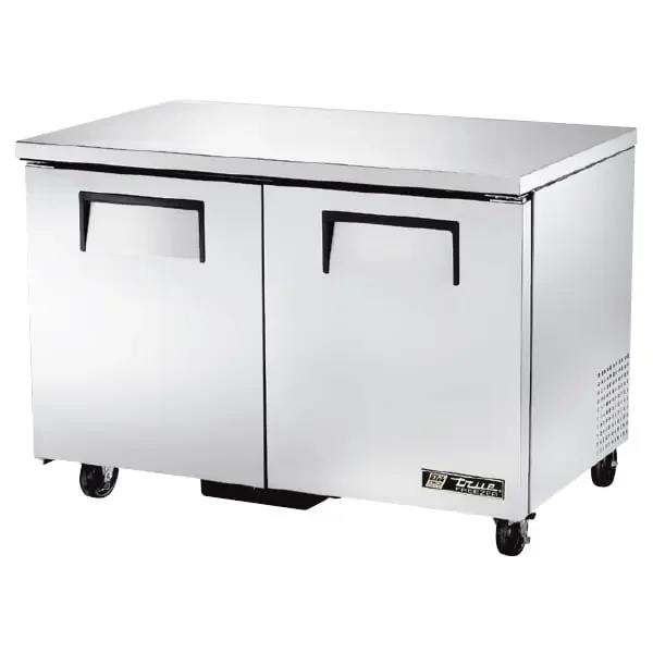True TUC-48F-HC 2-Door 4-Shelf 12 CF Undercounter Freezer With Casters