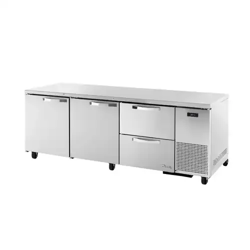 True TUC-93D-2-HC~SPEC3 93″ Undercounter Refrigerator, 3 Sections, 2 Solid Doors, 2 Drawers, 30 Cu. Ft, Refrigerant R290