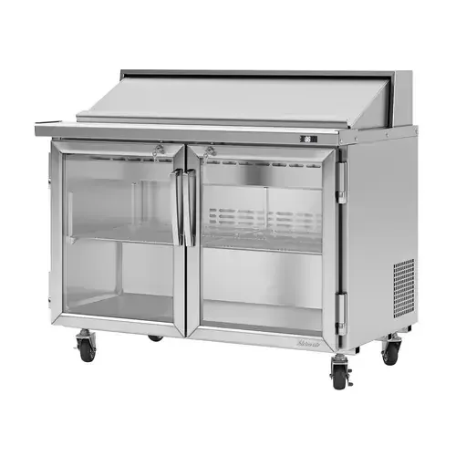 Turbo Air PST-48-G-N 48.25‘‘ 2 Door Counter Height Refrigerated Sandwich / Salad Prep Table with Standard Top