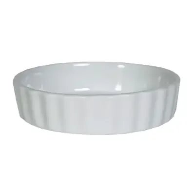 Tuxton BPK-0805 8 Oz. White Fluted Round Creme Brulee – 12 / CS