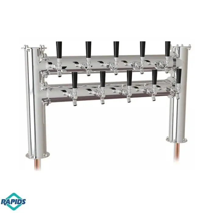 UBC Double Bridge Draft Beer Tower 10 Tap Stainless Steel
