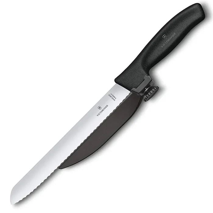 Victorinox Dux Knife, Swiss Classic, Dux Knife, 8.25″ Serrated Blade with Adjustable Guide, Black