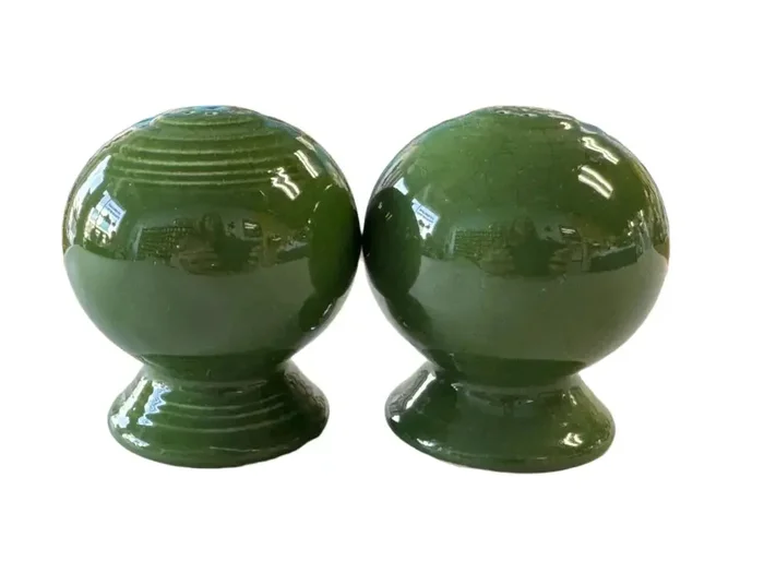 Vintage Forrest Green Ball Bulb Salt & Pepper