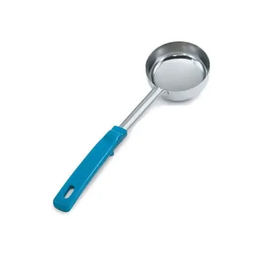 Vollrath 62177 Solid Round Spoodle Utensil With Teal Grip ‘N Serve Handle, 6oz