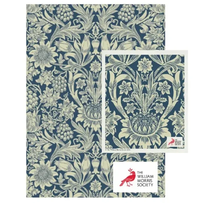 William Morris Sunflower Blue Tea Towel and Dishcloth Combo
