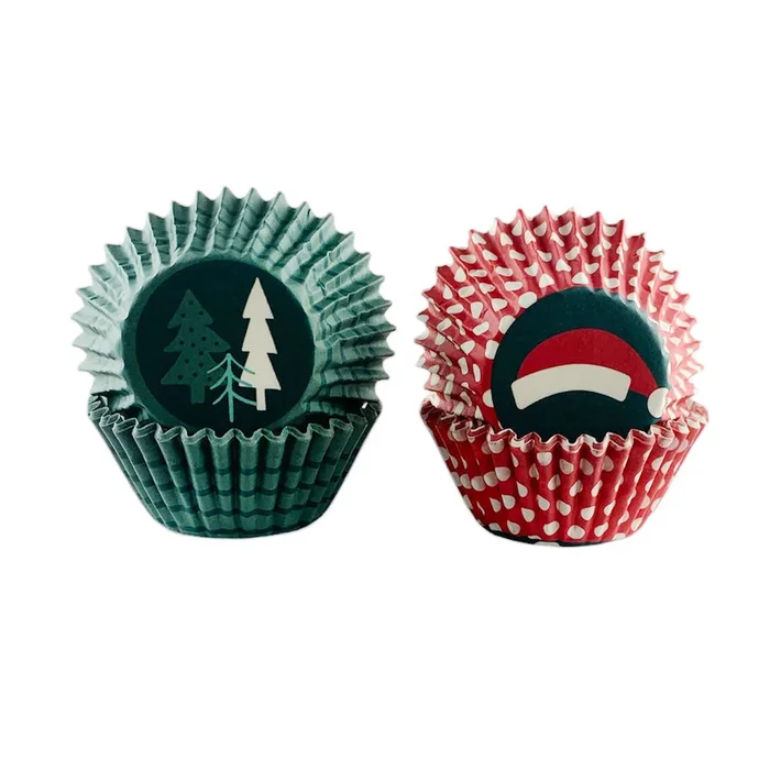 Wilton Santa Hat and Trees Mini Cup 50ct