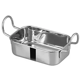 Winco DDSB-103S Stainless Steel 5″ x 3-3/8″ Mini Roasting Pan Serving Dish with 2 Handles
