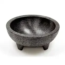 Winco PMSB-4 Set Of 4 Black 4 oz BPA Free Polypropylene Molcajete Salsa Bowls