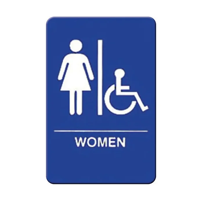 Winco SGNB-651B White /Blue Women / Handicap Accessible 6″ x 9″ Sign