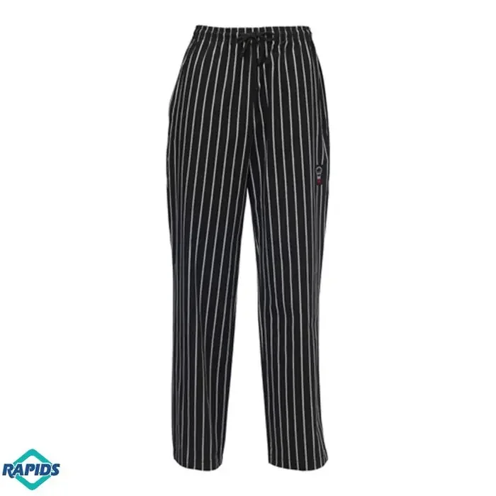 Winco UNF-3CXL Chef Pants, Black with Chalkstripe, XL
