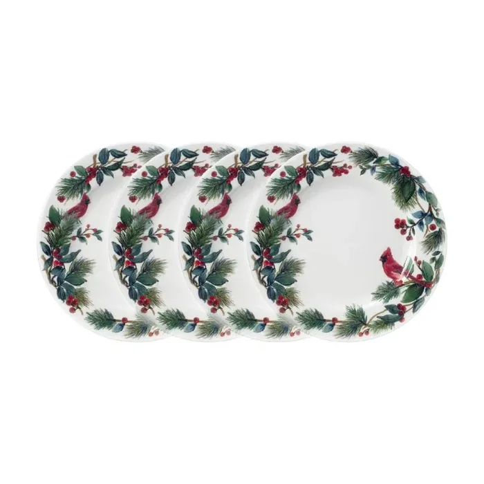 Winter Cardinal Set of 4 Salad Plates