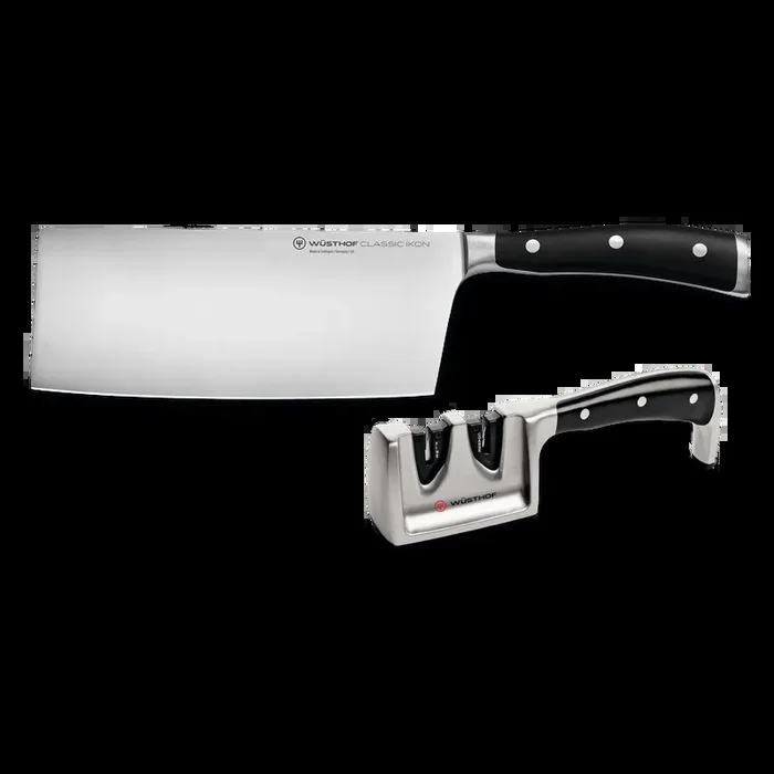 Wusthof Classic Ikon – 2 Pc. Chinese Chef‘s Knife and Sharpener Set