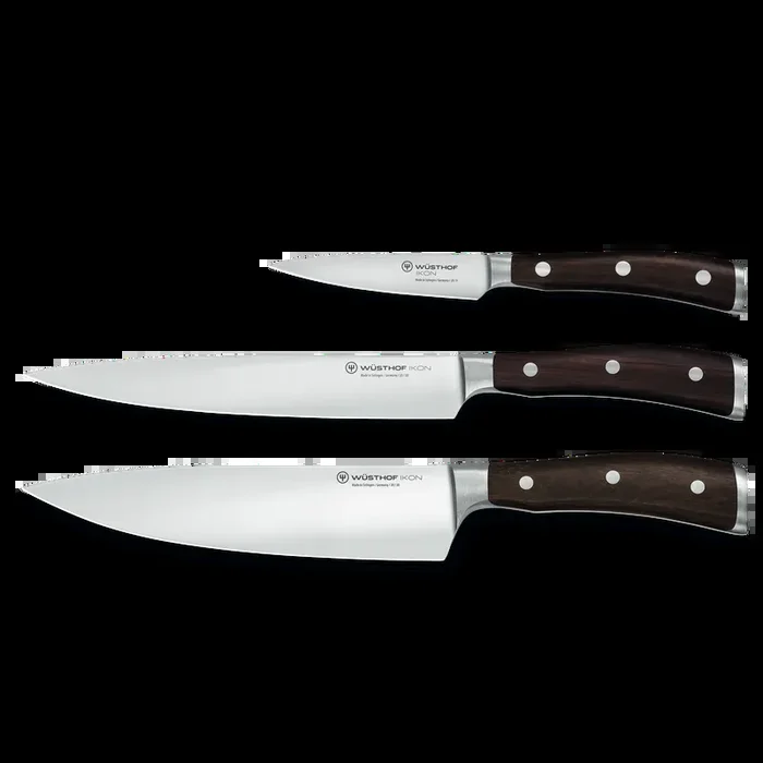 Wusthof Ikon Blackwood – 3 Pc. Knife Set