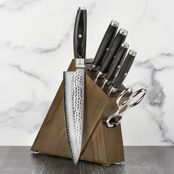 Yaxell Ketu SG2 7 Piece Dark Ash Slim Knife Block Set