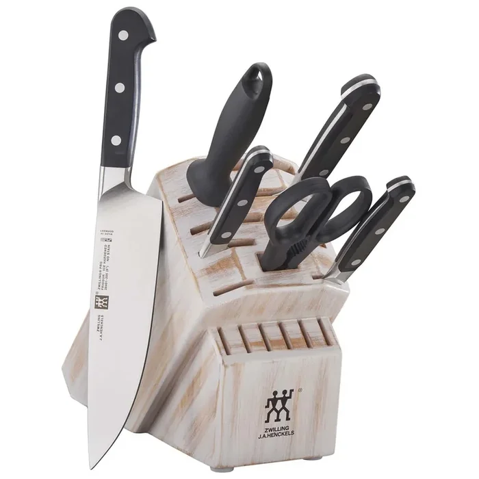 Zwilling J.A. Henckels Pro 7-Piece Knife Block Set – Rustic White