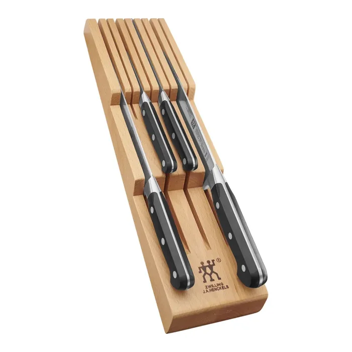 ZWILLING Professional S 7-pc, Block Set with Beechwood In-Drawer Knife Tray, natural