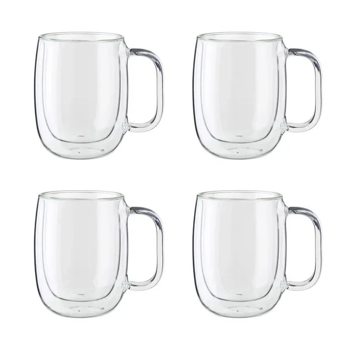 ZWILLING Sorrento Plus Double Wall Glassware 12-oz-/-4-pc Mug Set